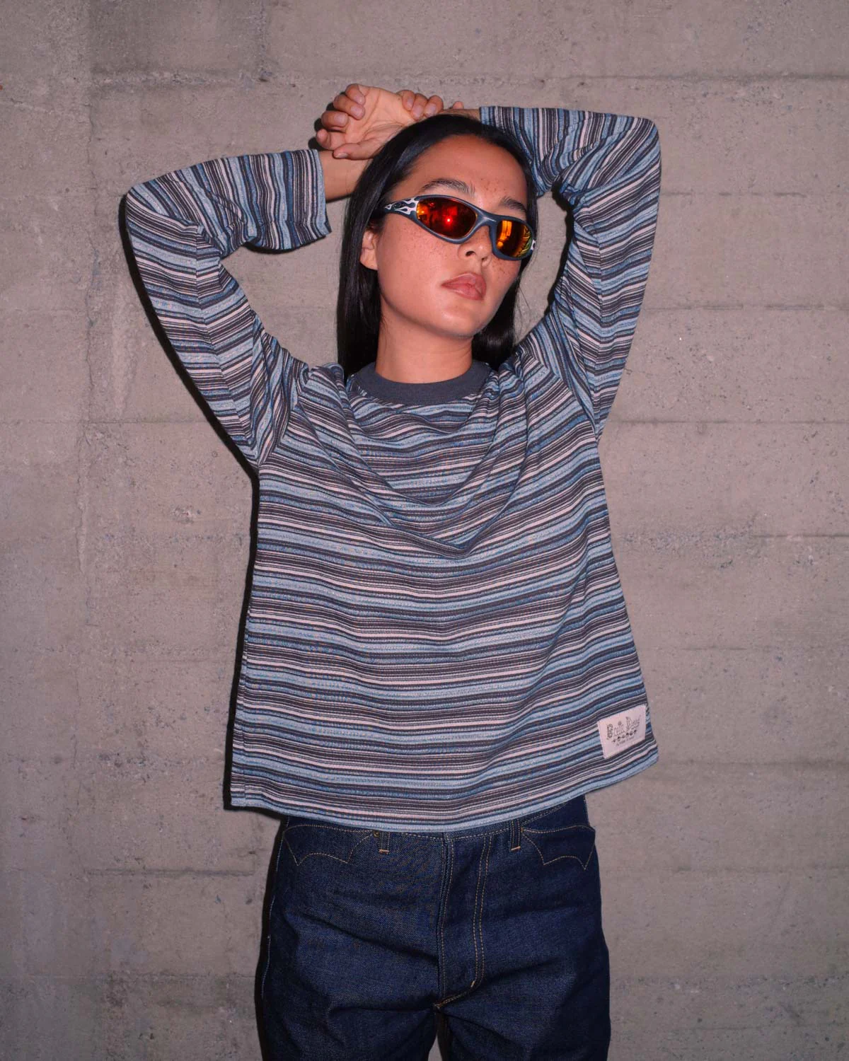 Romy Multi Stripe Long Sleeve T-shirt - Brown - Image 4