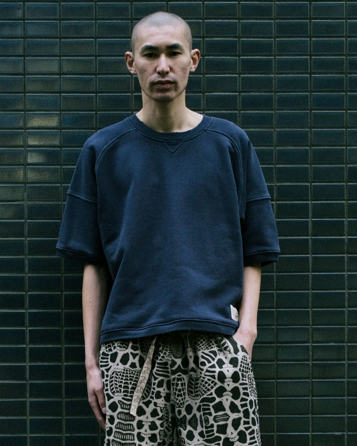 Short Sleeve Crewneck Sweatshirt - Navy - Image 2