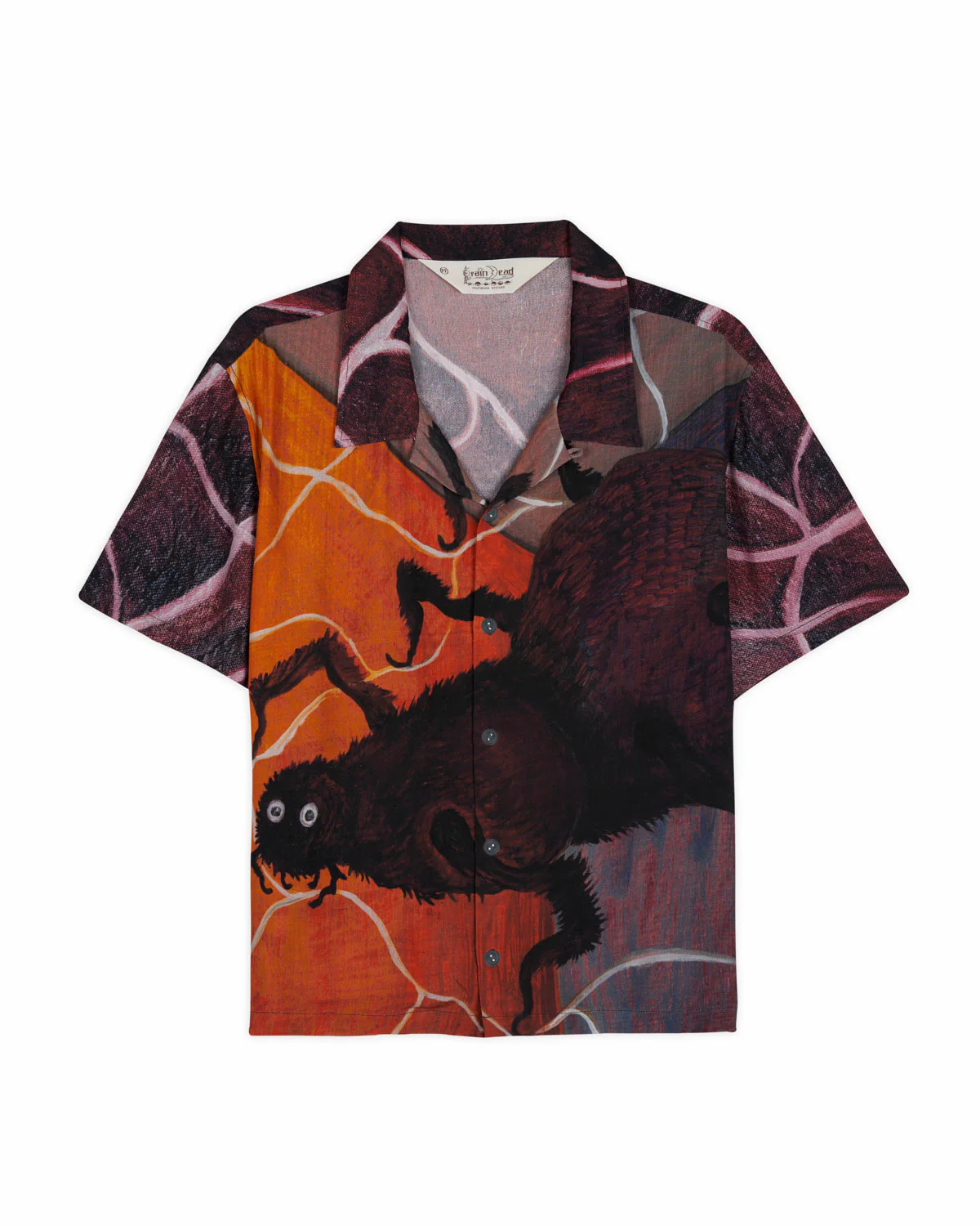 Spiral Orb Short Sleeve Button Up Shirt - Burgundy