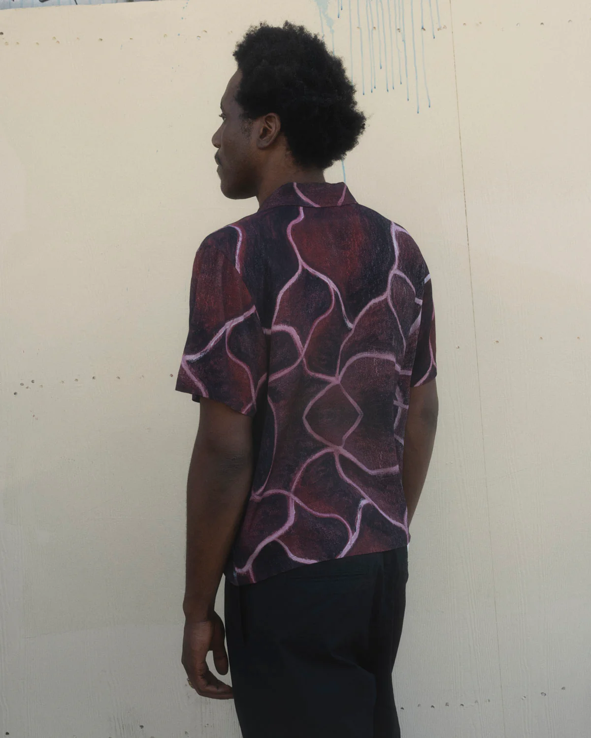 Spiral Orb Short Sleeve Button Up Shirt - Burgundy - Image 5