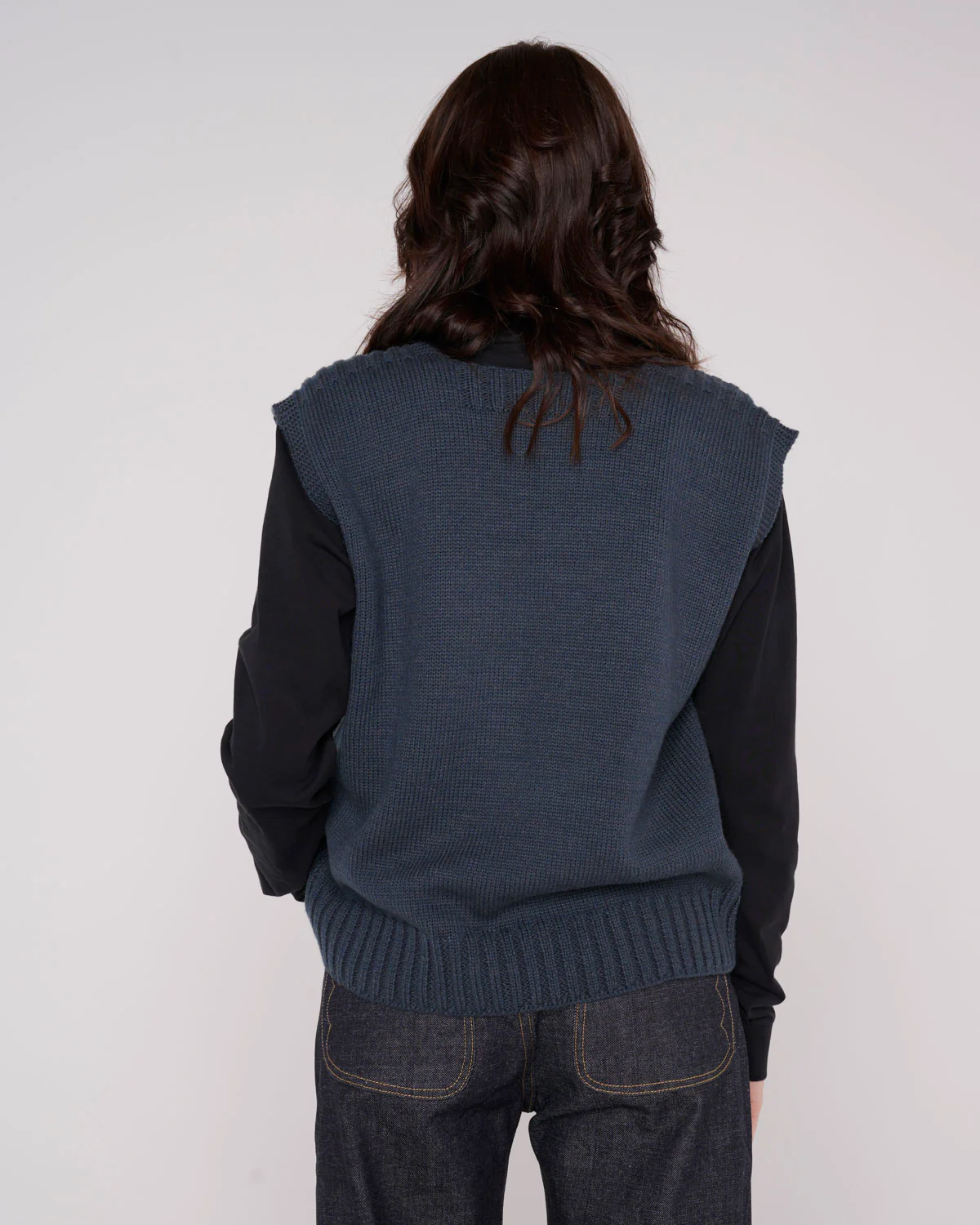 Square Neck Sweater Vest - Slate - Image 5
