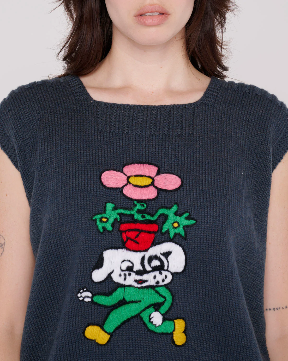 Square Neck Sweater Vest - Slate - Image 6