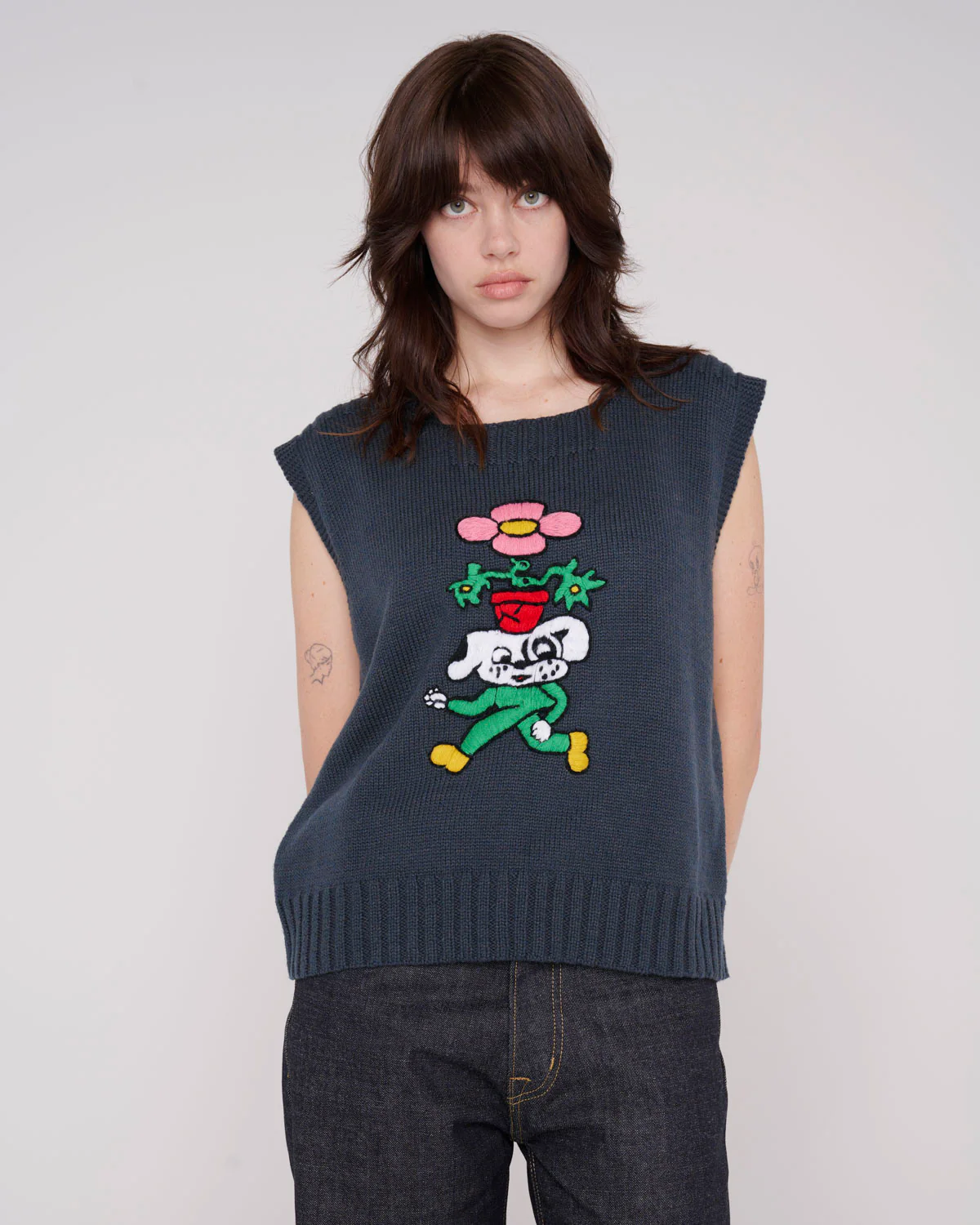 Square Neck Sweater Vest - Slate - Image 7