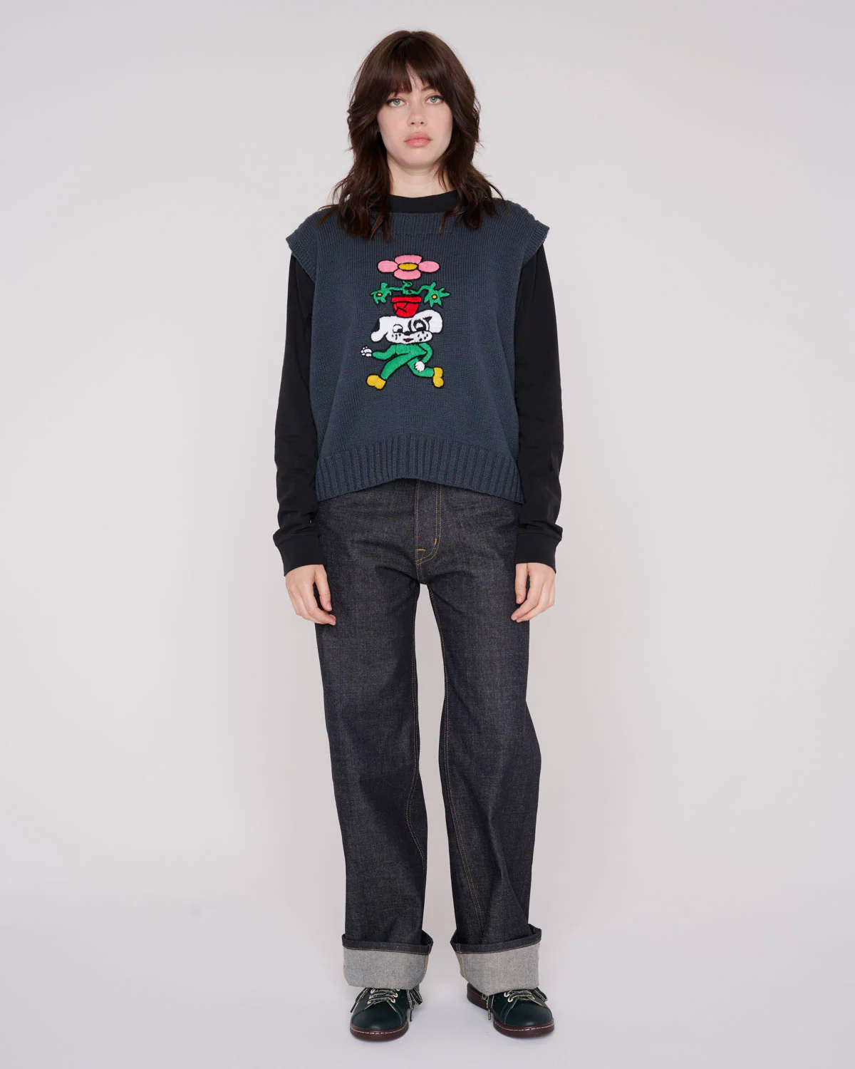 Square Neck Sweater Vest - Slate - Image 8