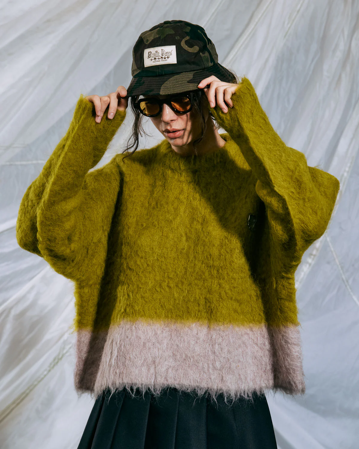 Super Hairy Boxy Knit Sweater - Lime - Image 10