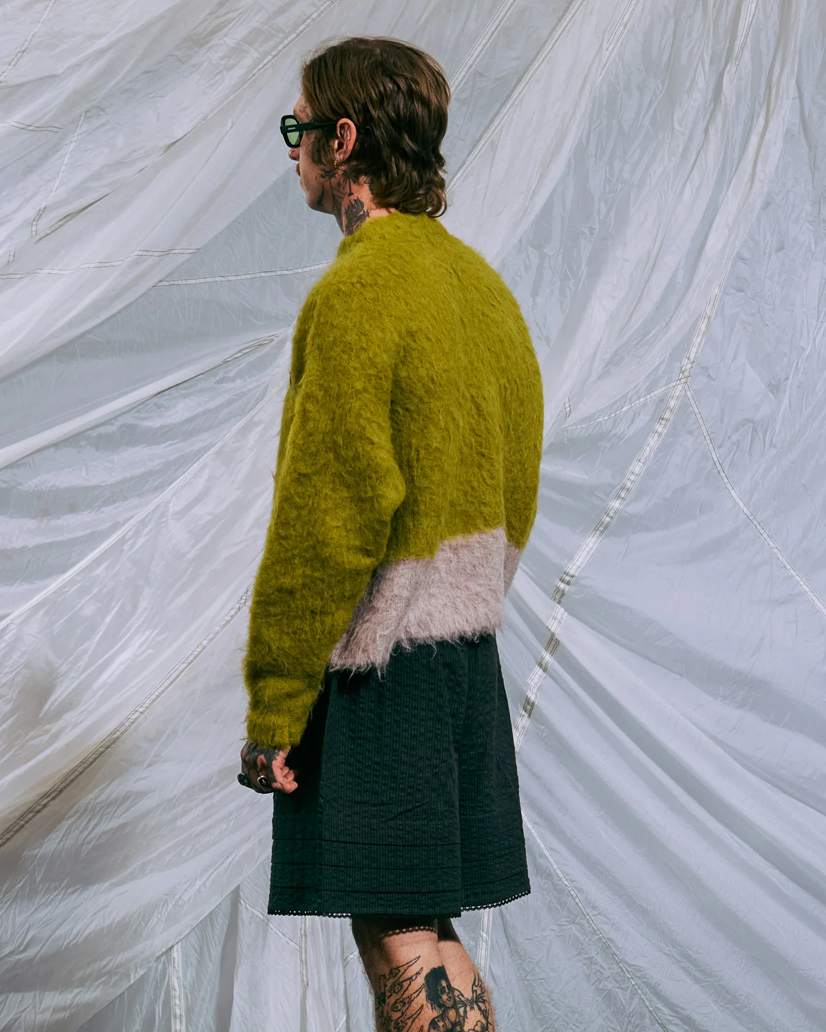 Super Hairy Boxy Knit Sweater - Lime - Image 6