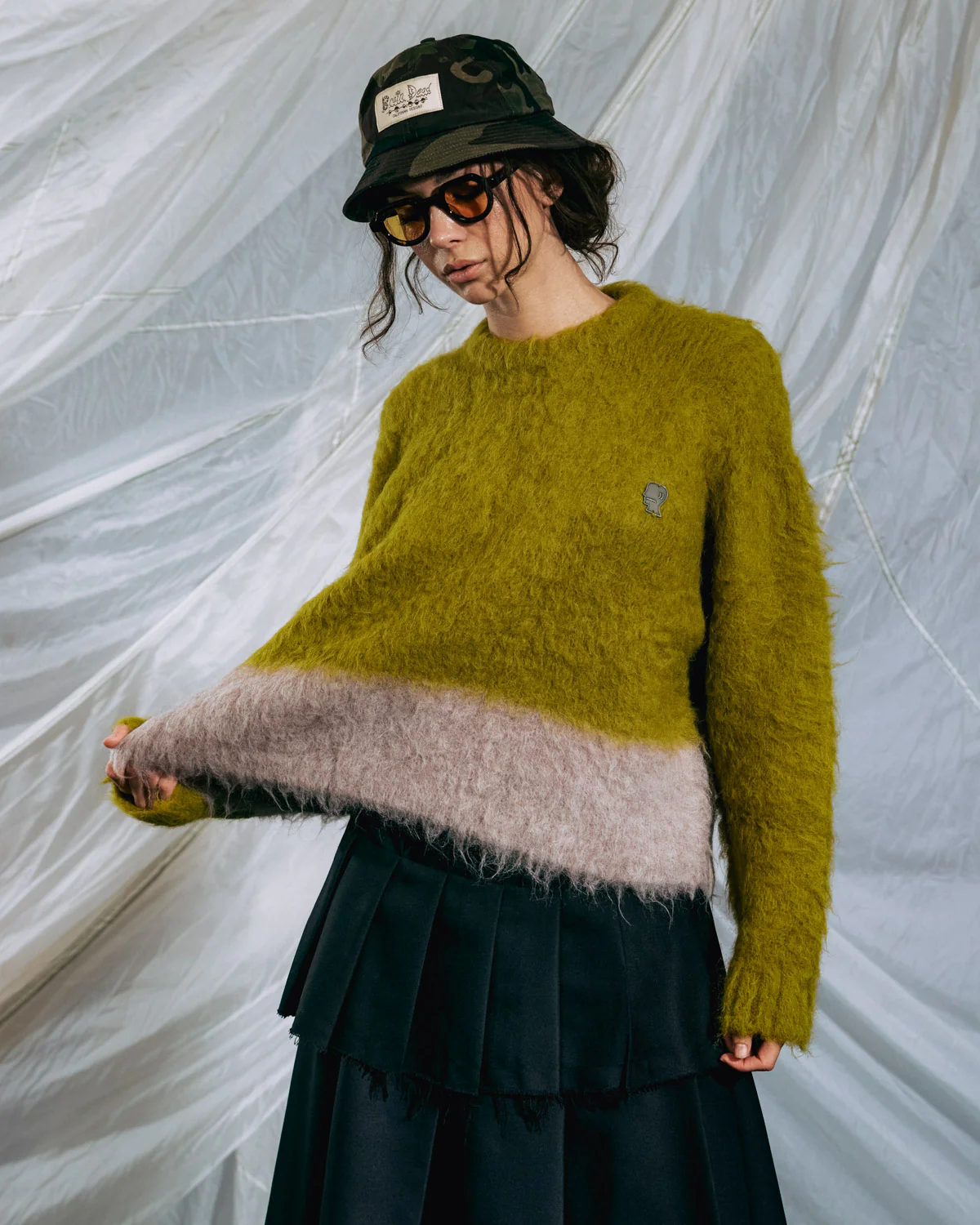 Super Hairy Boxy Knit Sweater - Lime - Image 7