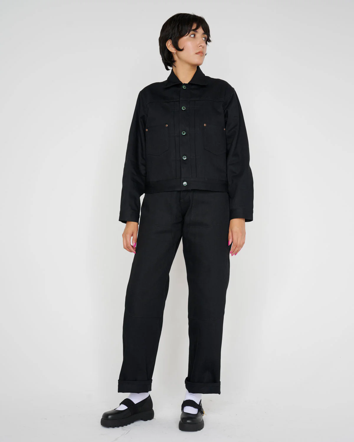Trucker Jacket 13.2oz Selvedge Denim - Solid Black - Image 11
