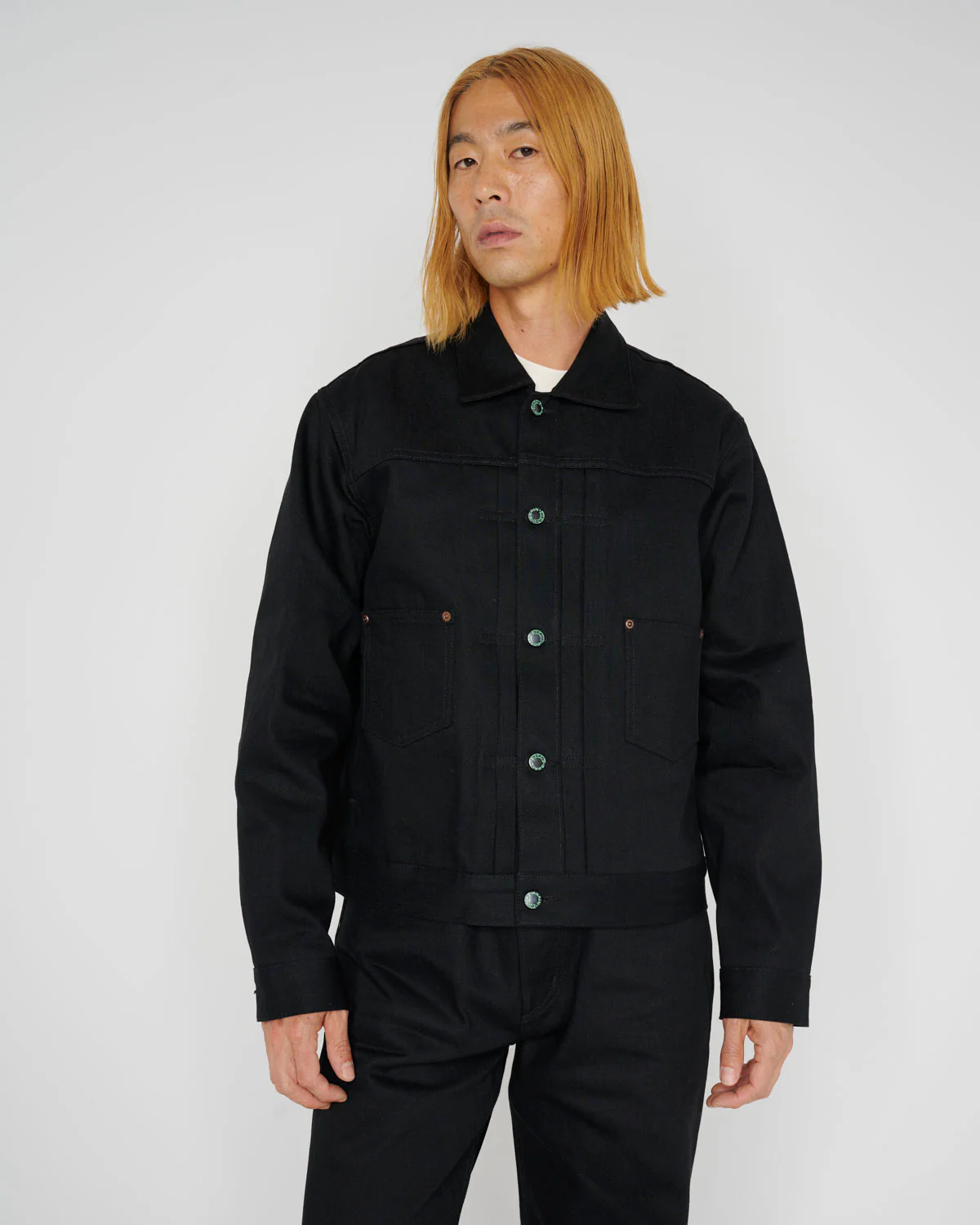 Trucker Jacket 13.2oz Selvedge Denim - Solid Black - Image 2