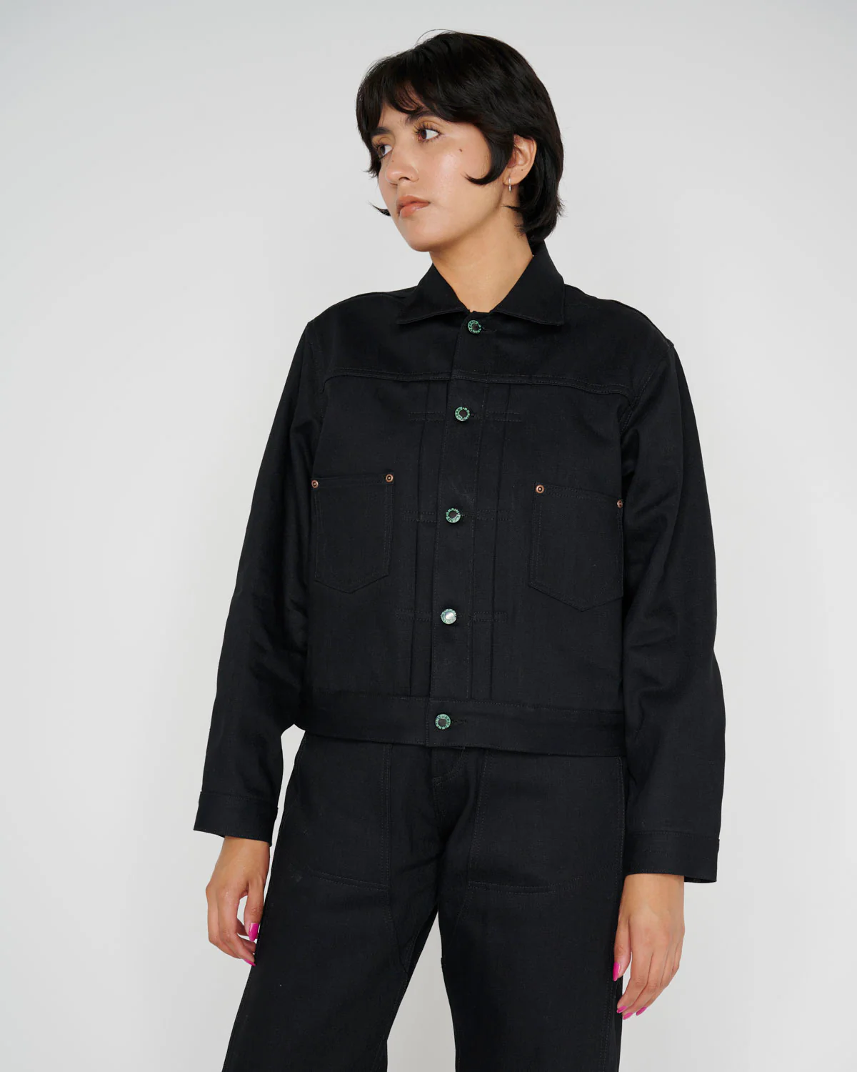 Trucker Jacket 13.2oz Selvedge Denim - Solid Black - Image 6