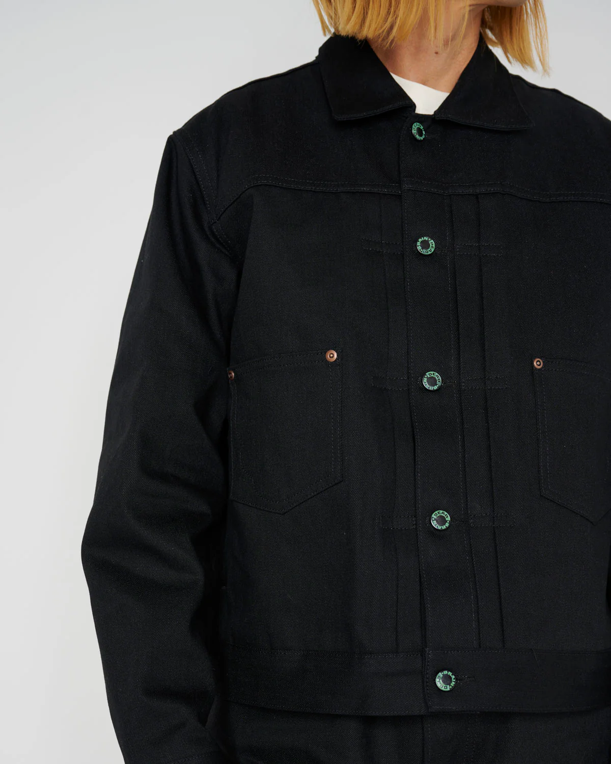 Trucker Jacket 13.2oz Selvedge Denim - Solid Black - Image 9