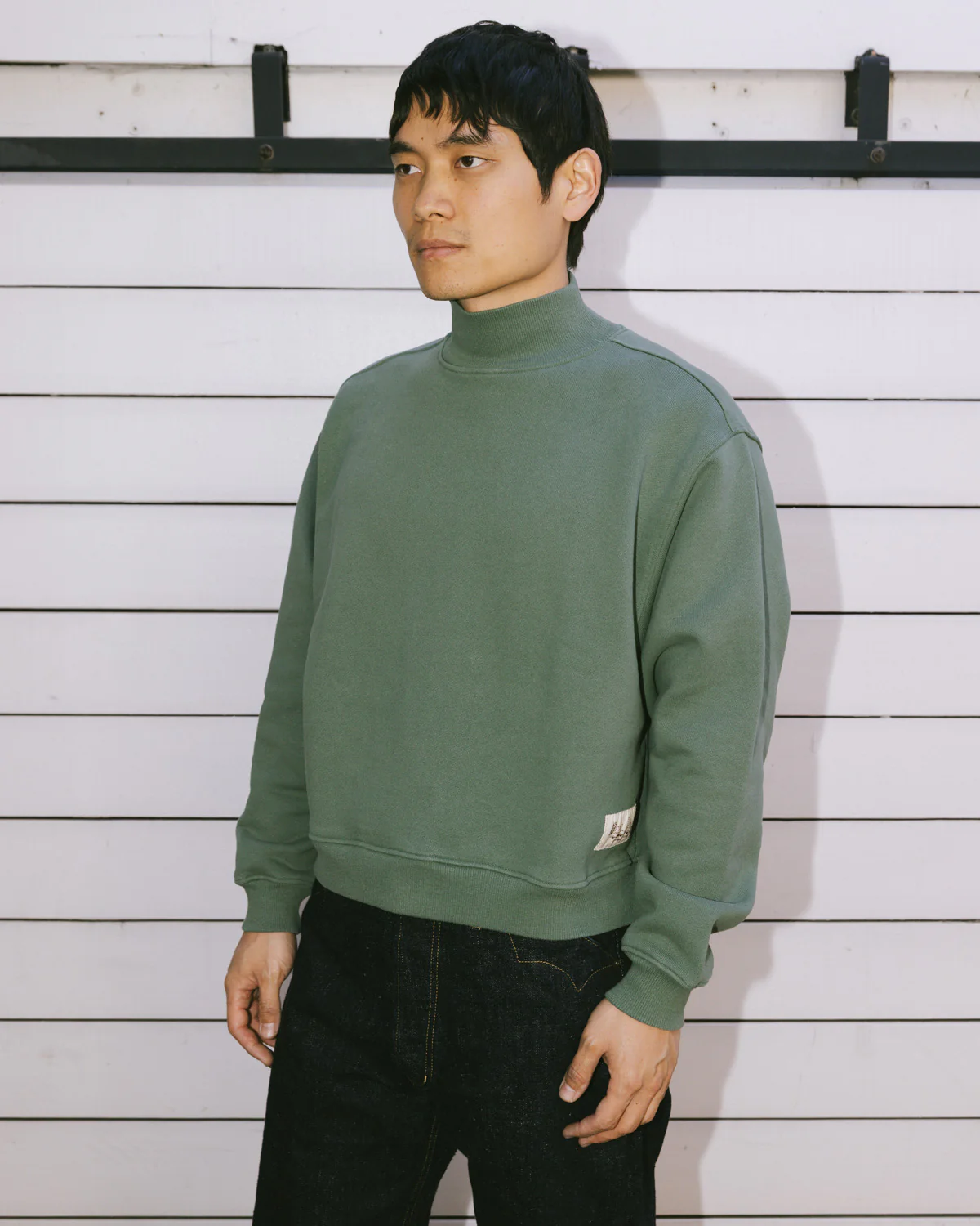 Turtle Neck Sweatshirt - Green - Image 4
