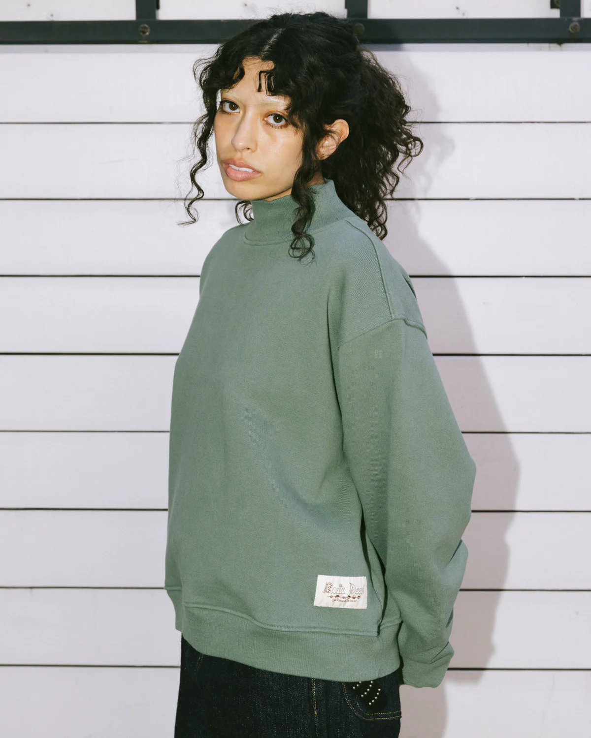Turtle Neck Sweatshirt - Green - Image 7