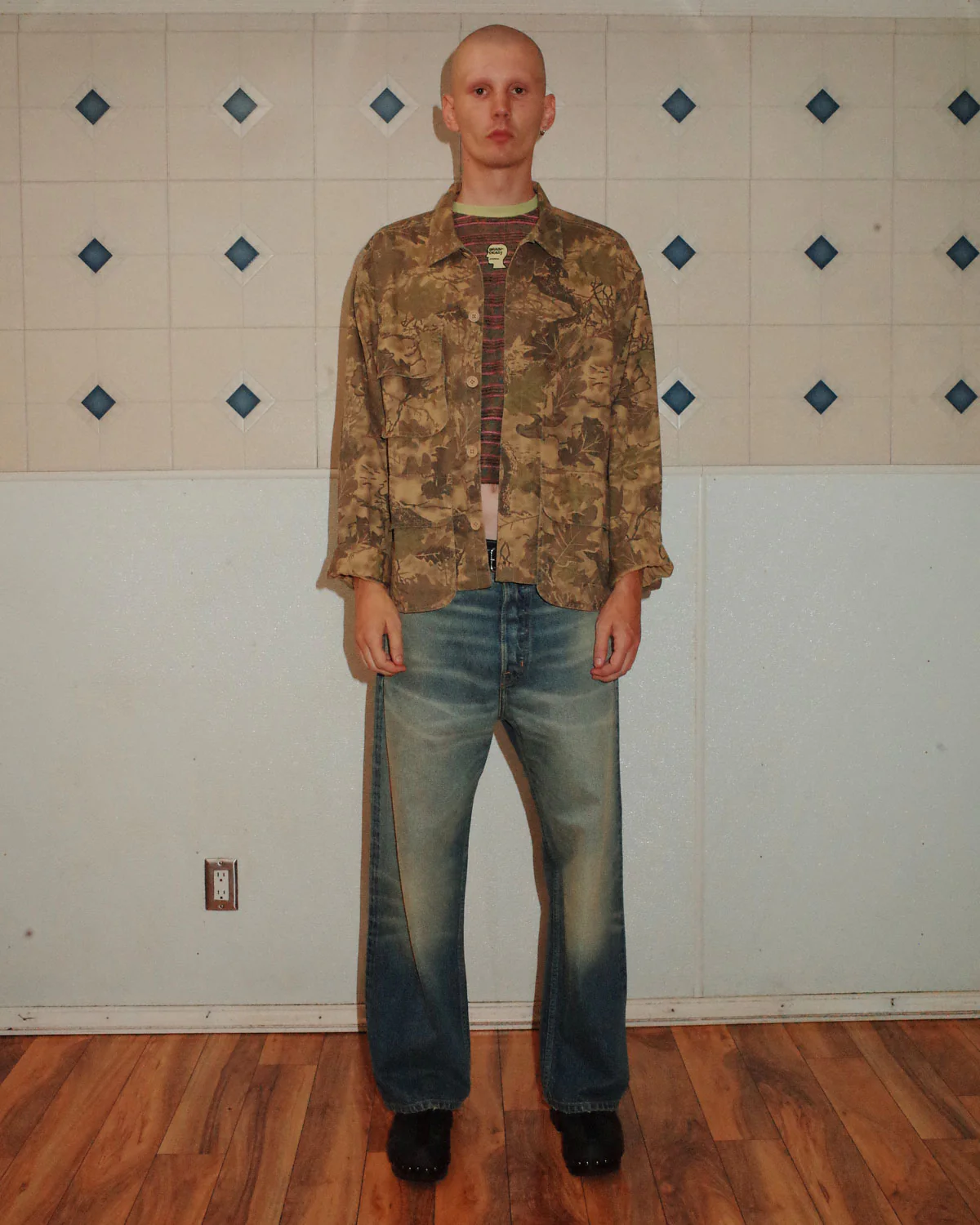 Twill Military Shirt Jacket - Leaf Camo - Image 2