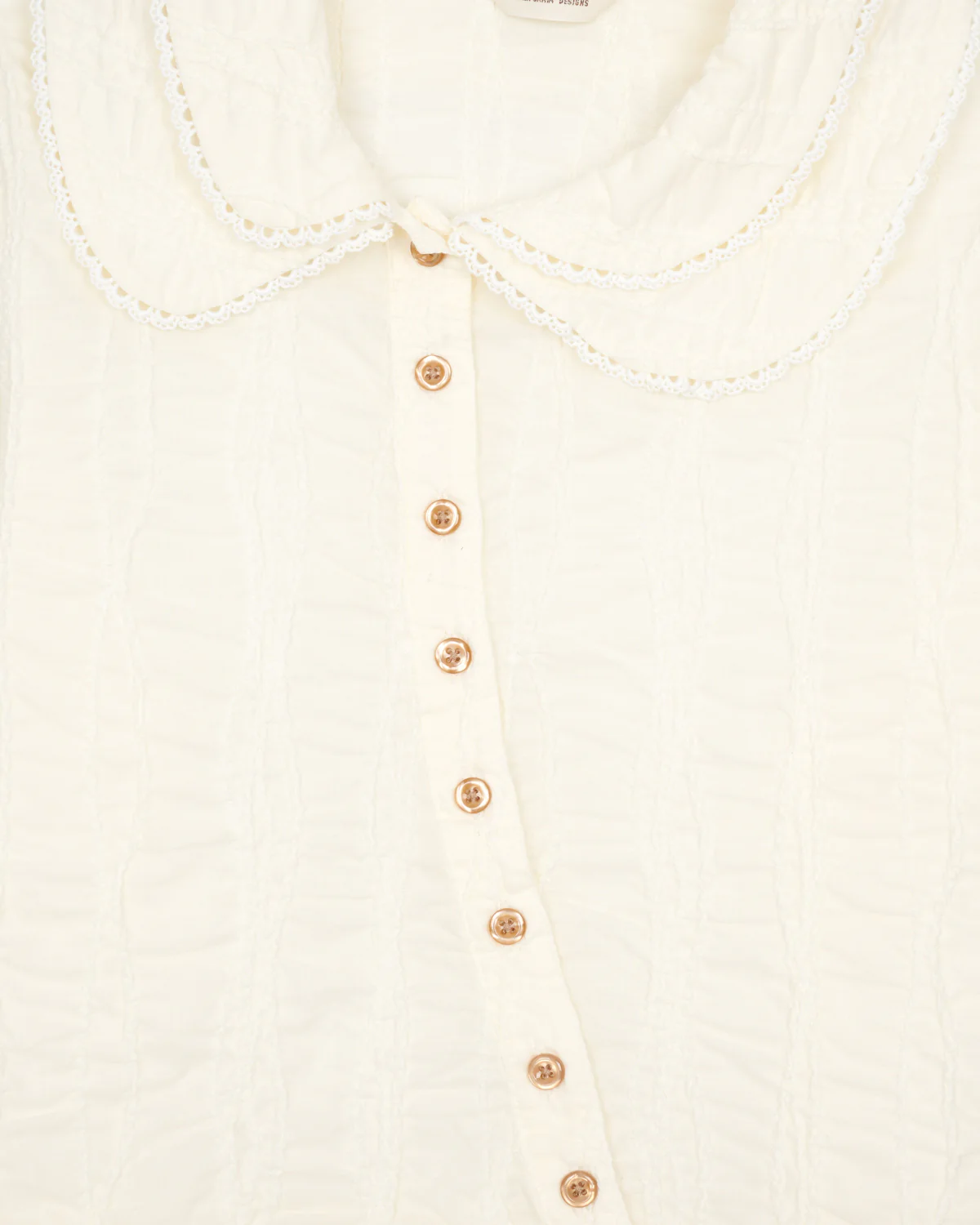 Twisted Seersucker Button Up Shirt - Cream - Image 3