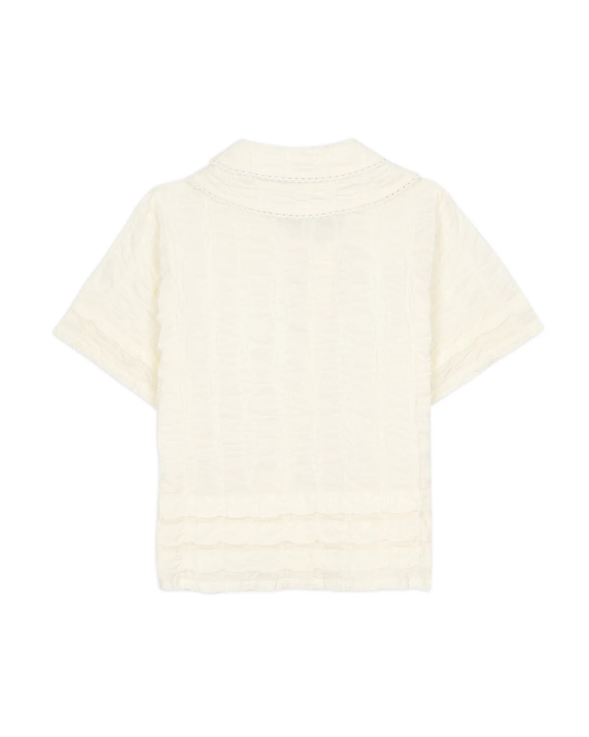 Twisted Seersucker Button Up Shirt - Cream - Image 5