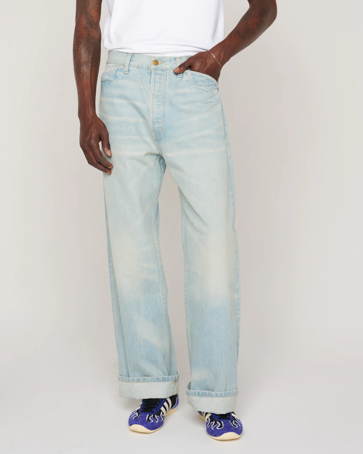 Type 00 15oz Selvedge Denim Pant - Light Washed Indigo - Image 3