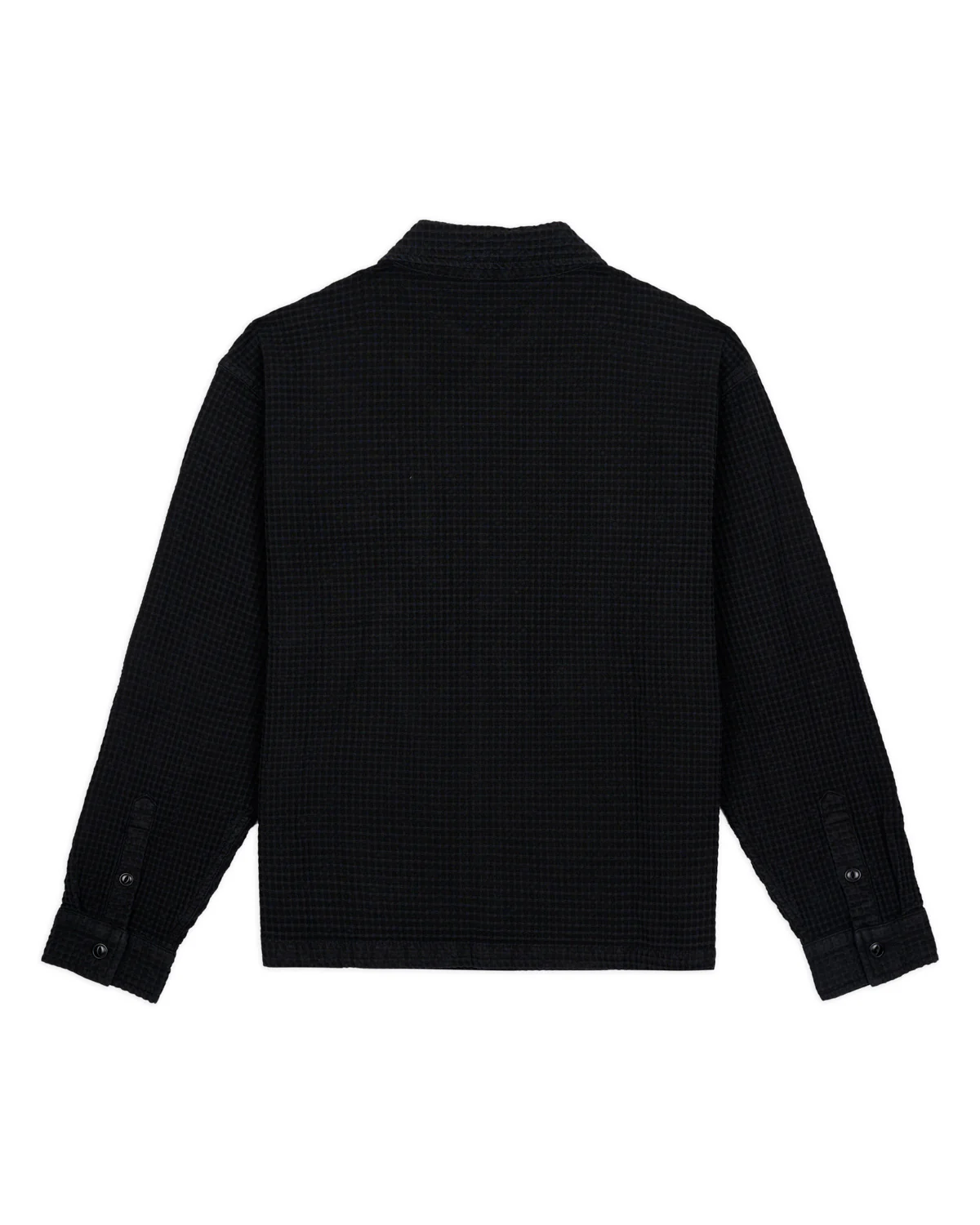 Waffle Button Front Shirt - Black - Image 3