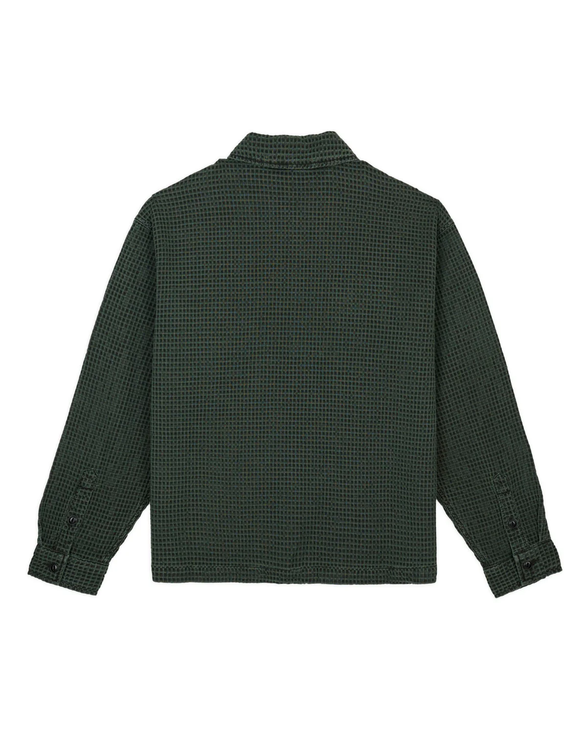 Waffle Button Front Shirt - Dark Green - Image 3