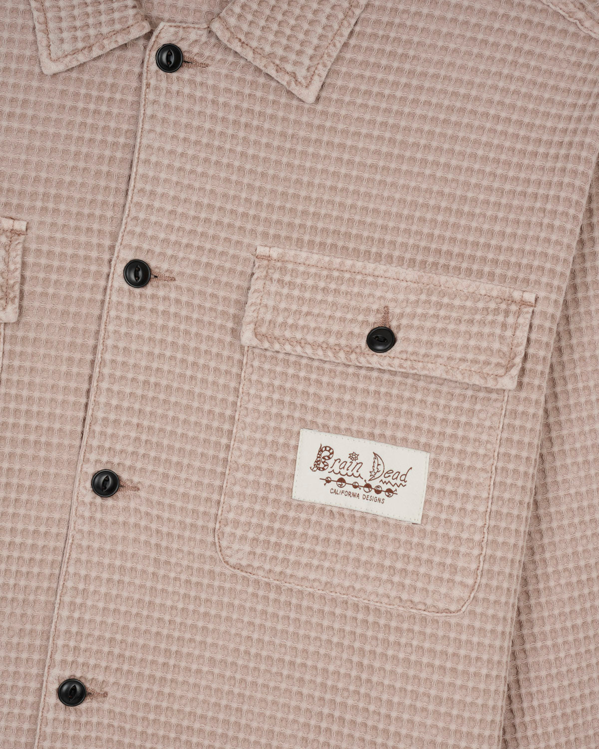 Waffle Button Front Shirt - Sand - Image 2