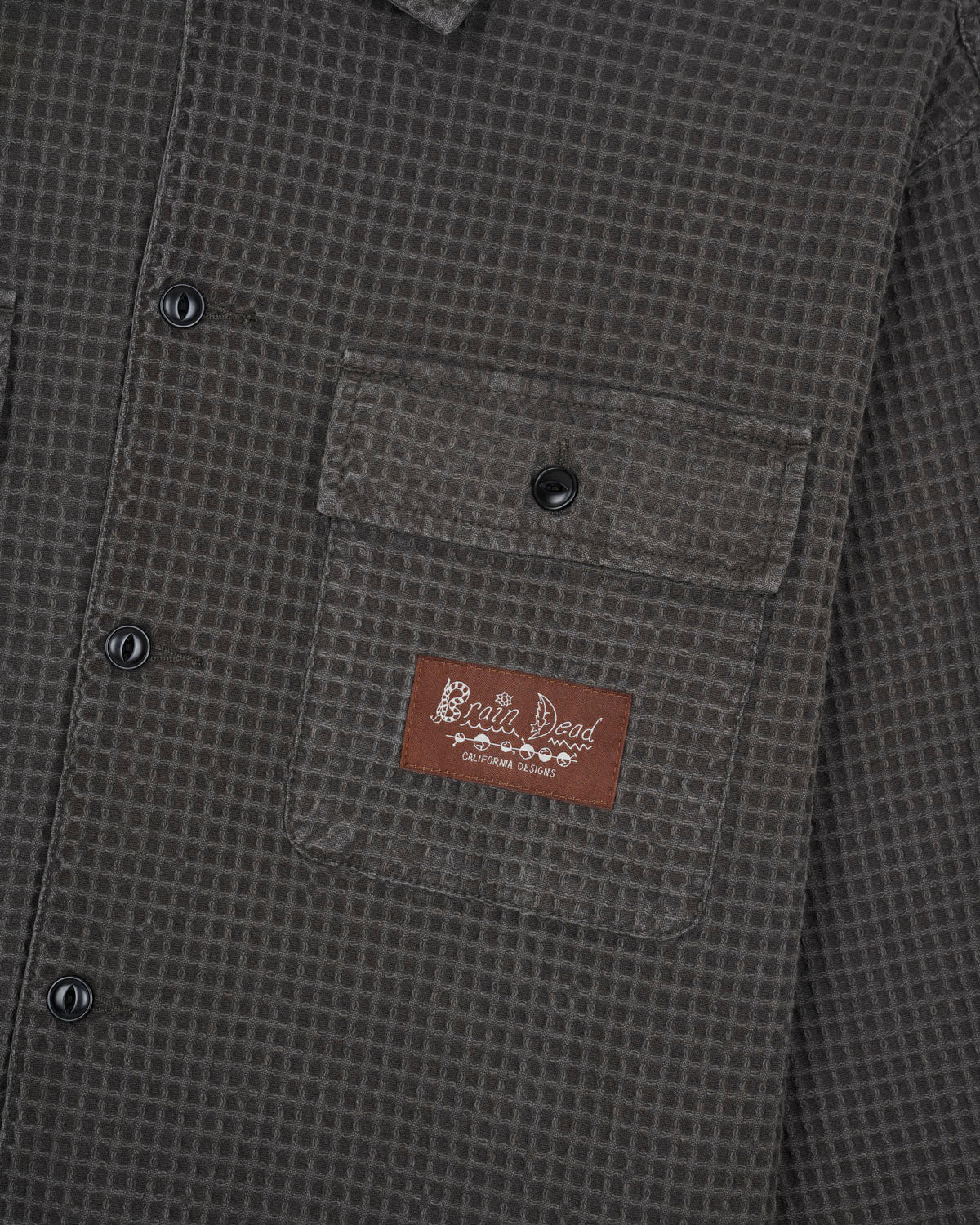 Waffle Button Front Shirt - Clay - Image 3
