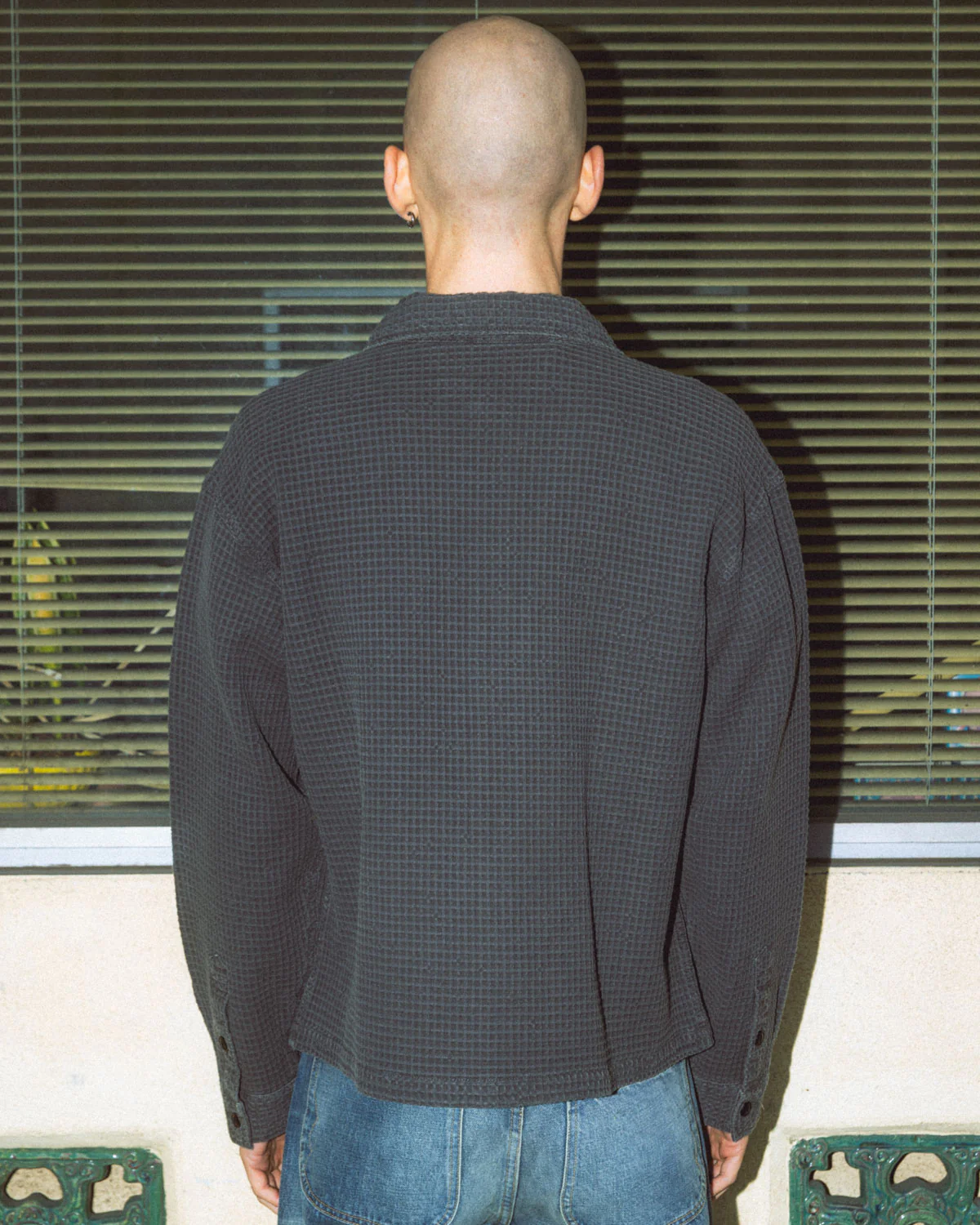Waffle Button Front Shirt - Clay - Image 4
