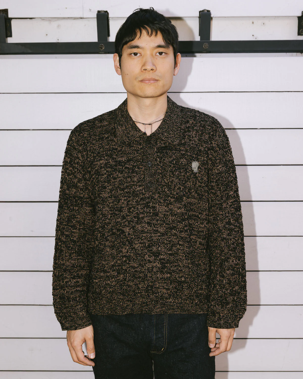 Waffle Pullover Sweater - Charcoal - Image 7