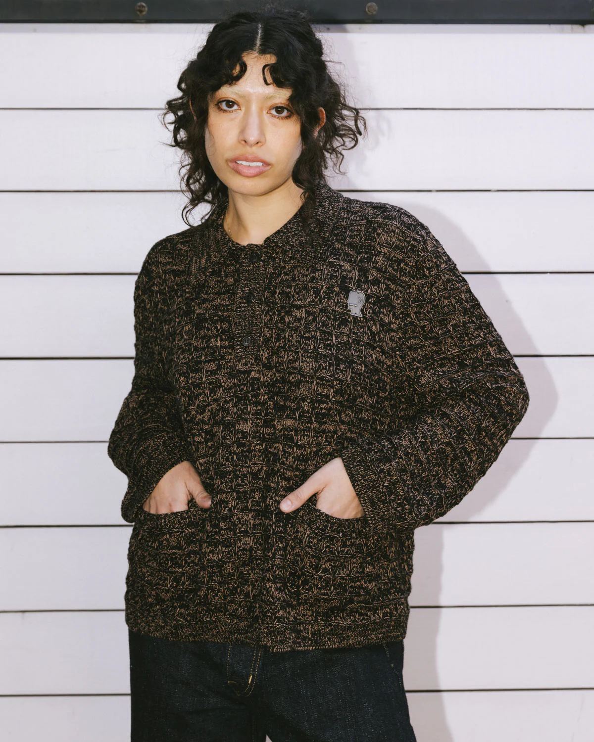 Waffle Pullover Sweater - Charcoal - Image 9