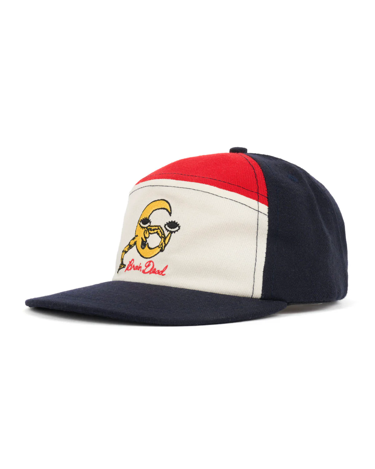 Waning Crescent Curved Front 6 Panel Hat - Navy Multi - Image 2
