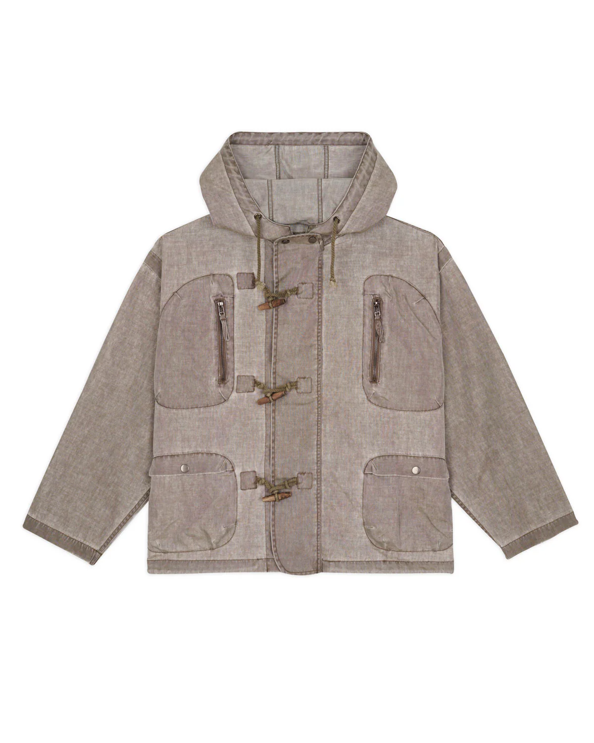 Washed Ripstop Toggle Jacket - Brown