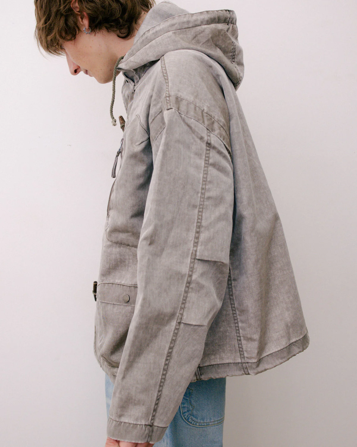 Washed Ripstop Toggle Jacket - Brown - Image 6