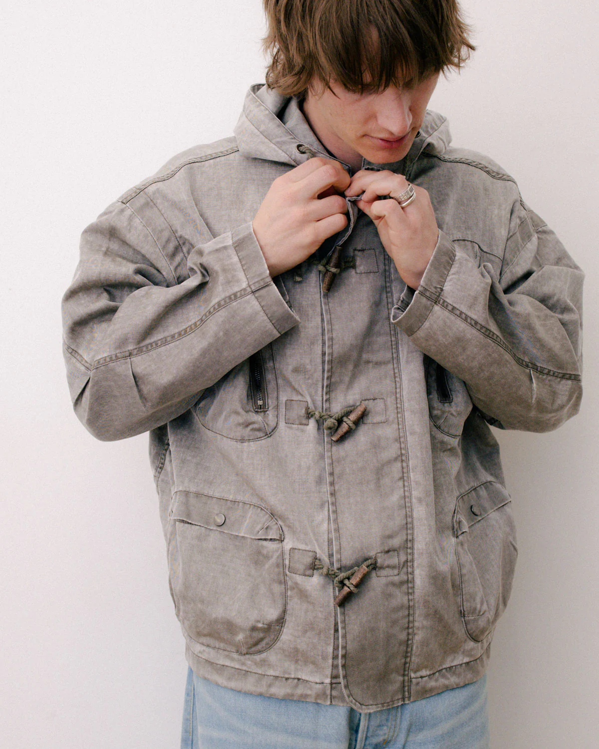 Washed Ripstop Toggle Jacket - Brown - Image 7